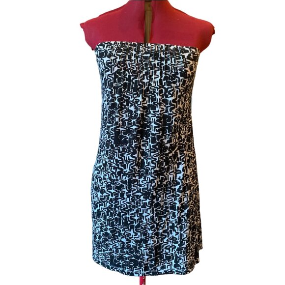 VELVET Black & white - Strapless Mini Tube Printed Dress – Size M - Picture 1 of 14